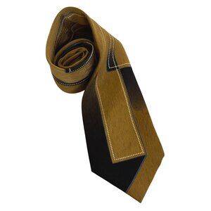 Irvine Park Gold Brown Black Silk Tie Handmade Mens Necktie Office Formal Gift